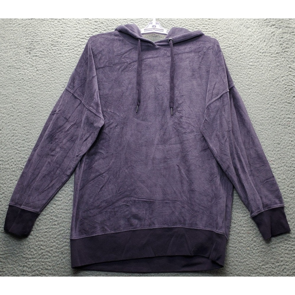Aéropostale Velour Pullover Hoodie Women XS Purple Cotton Long Sleeve Drawstring
